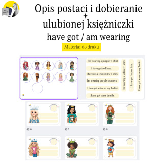 Dopasuj księżniczki have got i am wearing