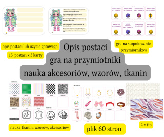 Opis postaci, nauka wzorów, akcesoriów, stopniowanie
